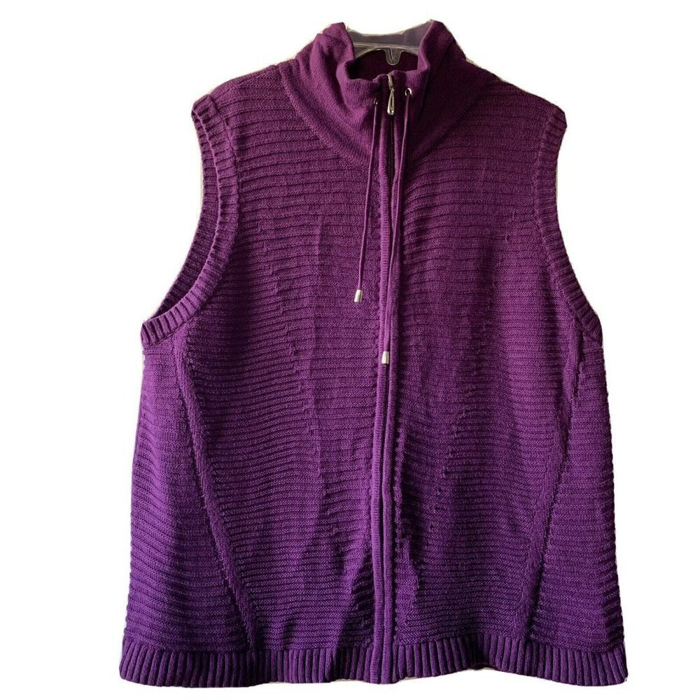 christopher banks xl sweater vest zip front purple 16 18